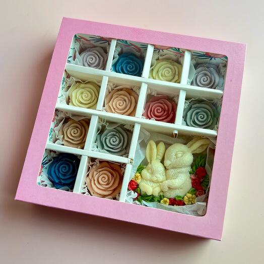 Chocolate set with flowers