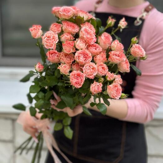 7 персиковых кустовых роз 🧡