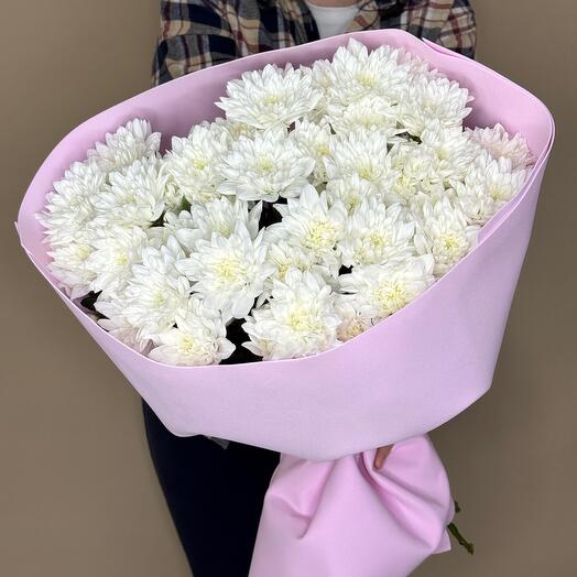 9 белых кустовых хризантем