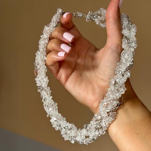 Роскошное колье из натурального горного хрусталя