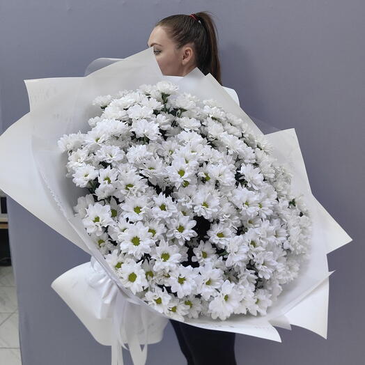 Большой красивый букет из ромашковой хризантемы