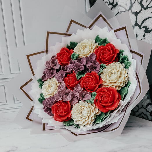 Зефирный букет XXL с красными розами