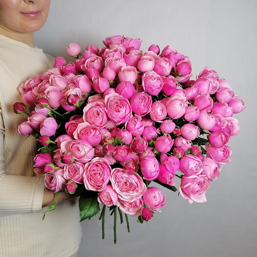 🔝🔝🔝WOW букет из 29 Премиум пионовидных кустовых роз Pink Silva