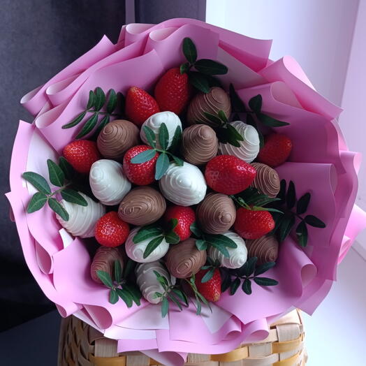 Букет из клубники 🍓 Розовое облачко