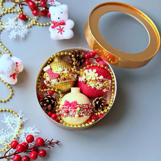 Премиум-бокс Новогодний с шоколадными бомбочками