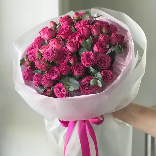 9 веток кустовых пионовидных кустовых роз Жизель / Giselle Жизель 55 Buket flowers