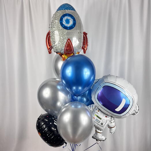 Воздушные шары космос космонавт С ДНЁМ РОЖДЕНИЯ гелий. Helium balloons space cosmonaut 9pcs