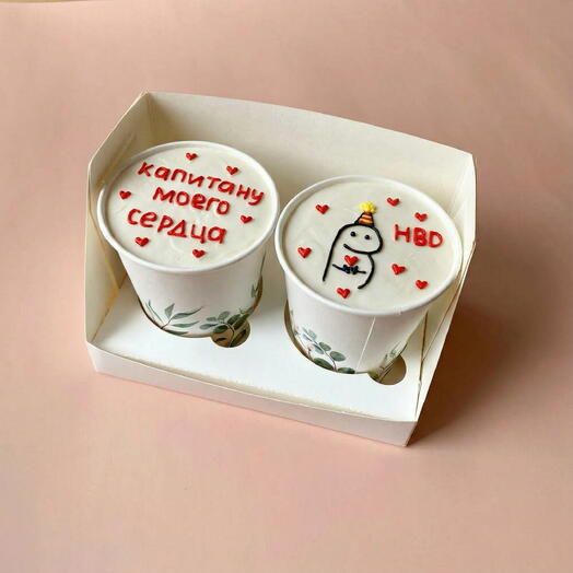 Набор тортов в стакане 2шт cake to go Капитану моего сердца