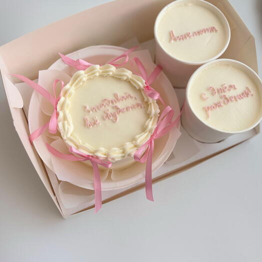 Бенто торт+ 2 стакана cake to go