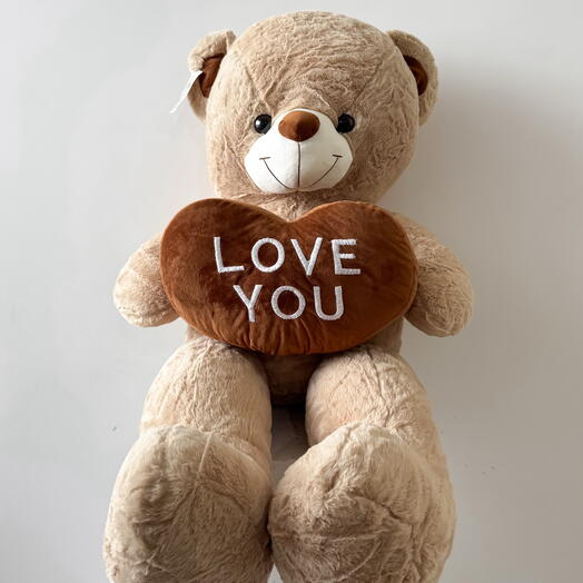 Бежевый плюшевый мишка «LOVE YOU», 120 см