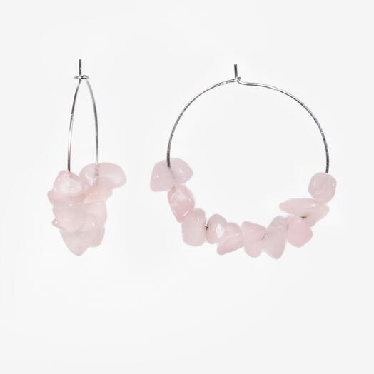 Серьги Корица Розовый кварц Rh+ (EAR1028)