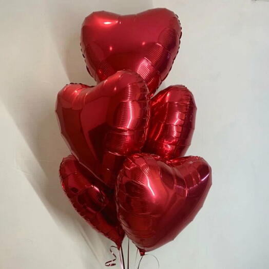 Шары с гелием (сердца) 5 шт