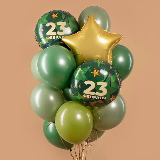 Связка гелиевых шаров с 23 февраля