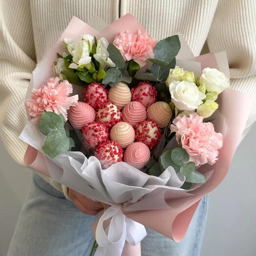 Клубника и букет 2в1