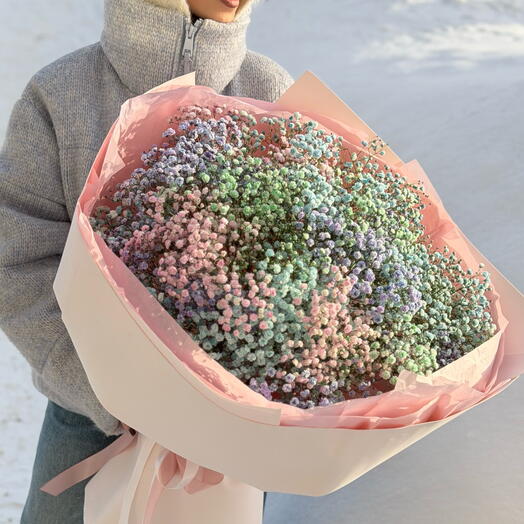 Волшебный букет из цветной гипсофилы