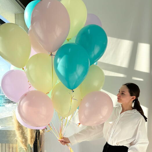 Шары латексные цветные 25 штук с гелием
