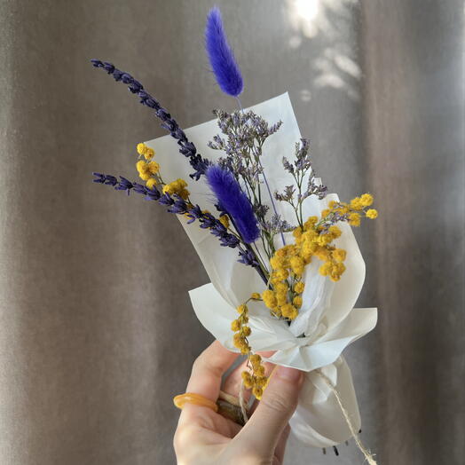 💙🌼Букет сухоцветов комплимент. Сухоцветы подарок женщине, любимой девушке, дочке, маме (7)
