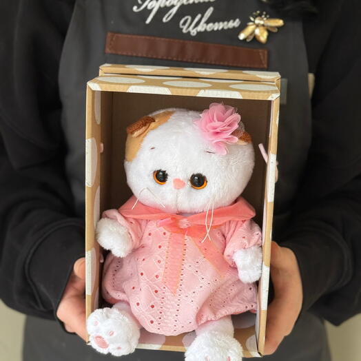 Мягкая игрушка кошечка в розовом