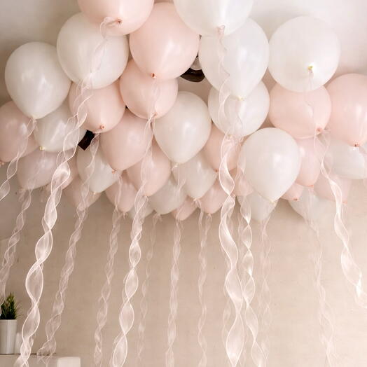 Шары 25 шт на день рождения, для девушки, на выписку из роддома, розовый и белый, для детей, любимой, маме