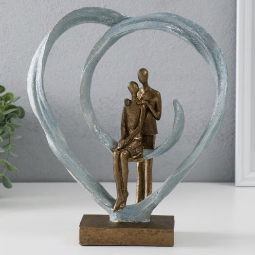 Фигурка «Абстракция. Парочка в сердце», бронза, серебро, 23×7×26 см
