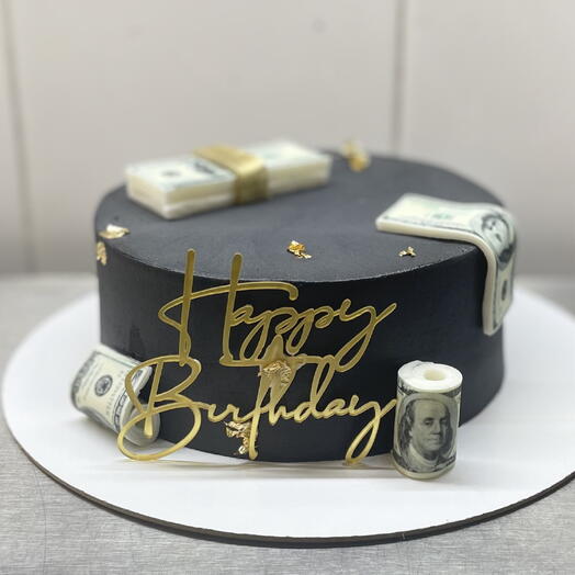 Торт 1,5 кг happy birthday , торт с долларами, торт с деньгами , на день рождения, торт будущий миллиардер другу ,коллеге