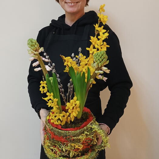 Композиция с луковичными гиацинтами