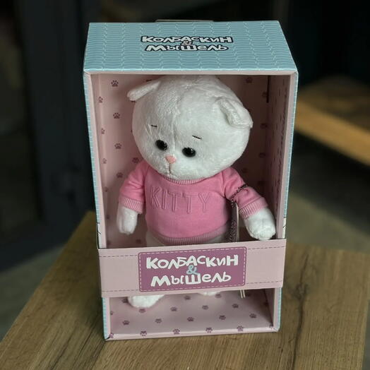 Плюшевая игрушка в коробке "Котик в розовой кофточке"