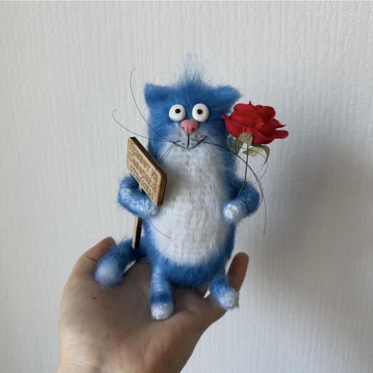 Синий кот ручная работа