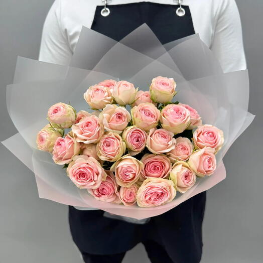 A bouquet of pink roses. Bushy peony-shaped roses. Keti. N1018