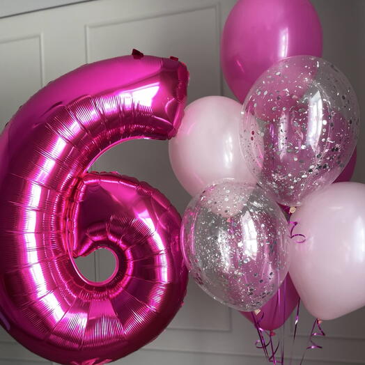 Шары на день рождения 6 лет, шары девочке, дочке, племянницы. Шары цифры