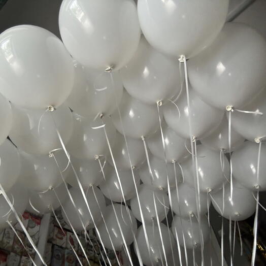 50 белых шаров под потолок 🎈 гелиевые воздушные шары, доставка