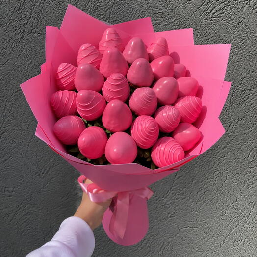 Клубника в шоколаде букет 25-27 ягод Pink
