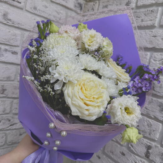 Букетик конвертик с розами «Ажурное настроение»💜