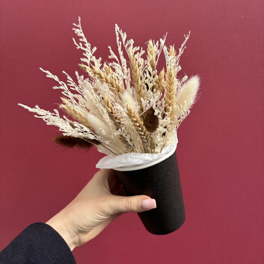 Интерьерный стаканчик из пшеницы, лагуруса и лимониума
