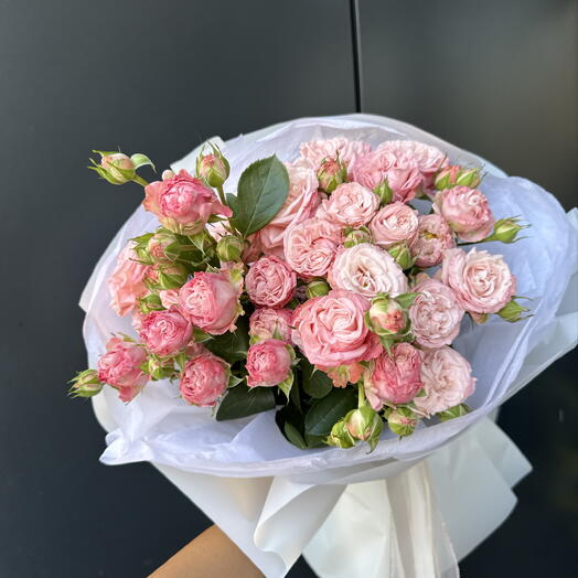 Розовые кустовые розы
