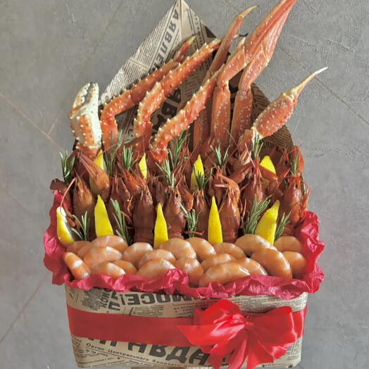 Конверт с раками , креветками , клешнями краба