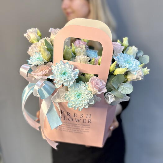 🩵🌸Композиция с эустомой, хризантемой, эвкалиптом