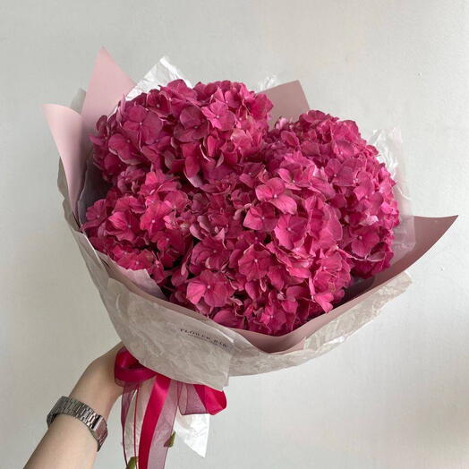 🌸Букет из насыщено розовых голландских гортензий (5шт)🌸