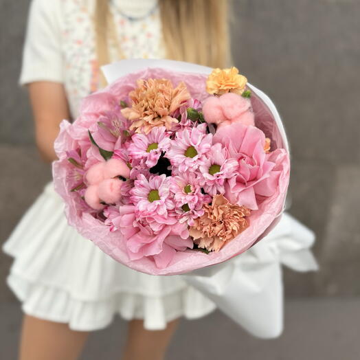 Букет 💐 к 1 сентября 🍁 Альстромерии🌸 Хлопок💙