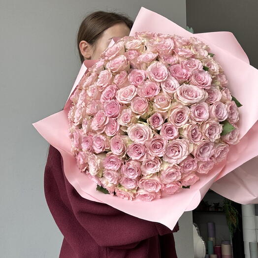 ВАУ БУКЕТ 101 нежно-розовая Роза 🌸