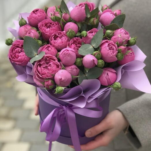 Коробка с кустовыми розами Мисти бабл с