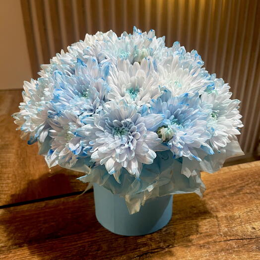 Композиция из голубой хризантемы