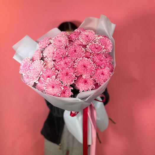 Букет розовых  хризантем💗7 розовых хризантем💗