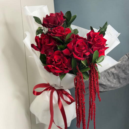 Букет из красных французских роз🌹